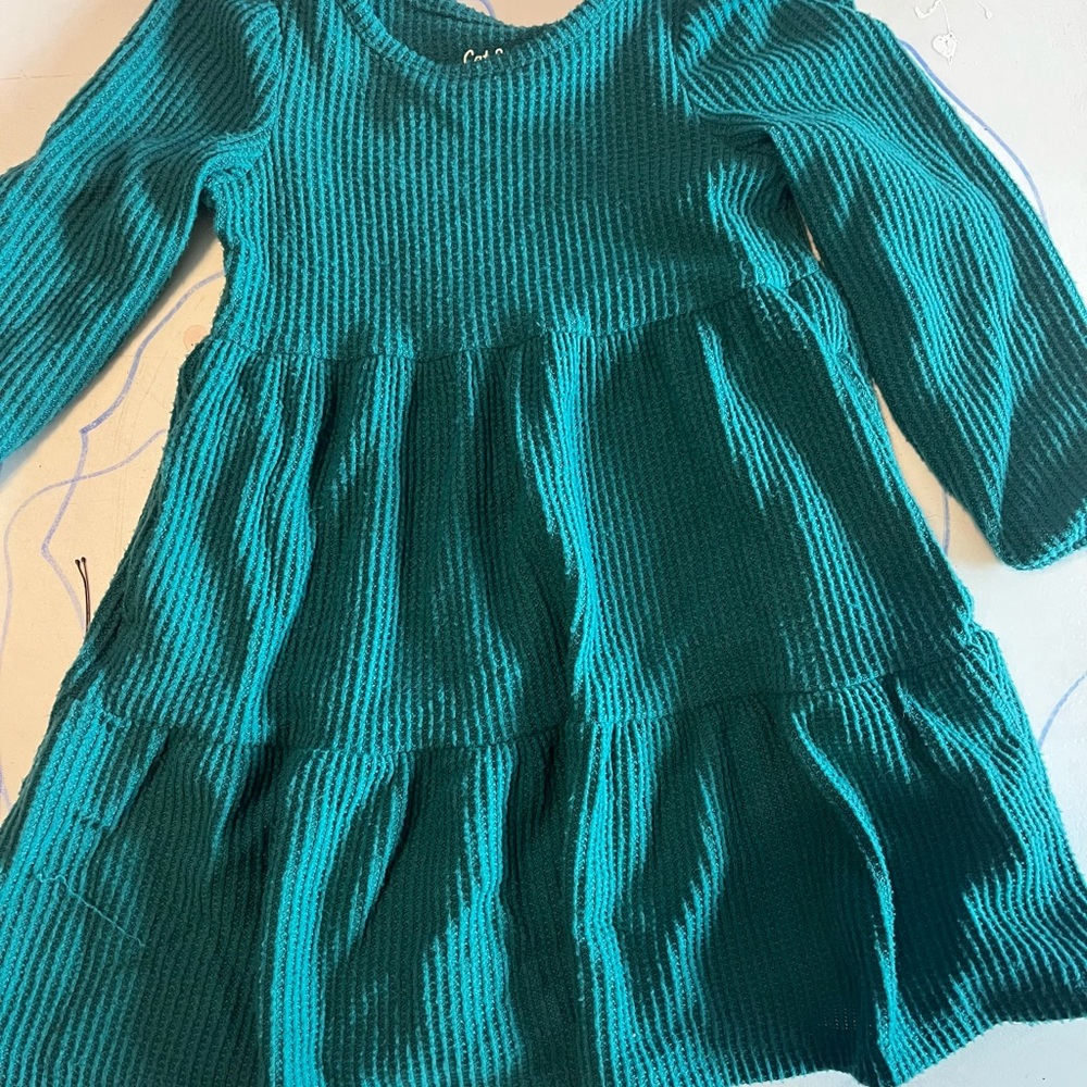 Cat & Jack Green Ribbed Tiered Sundress